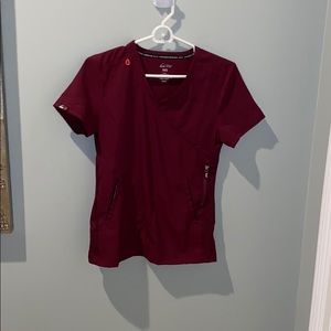 Koi Burgundy Scrub Top